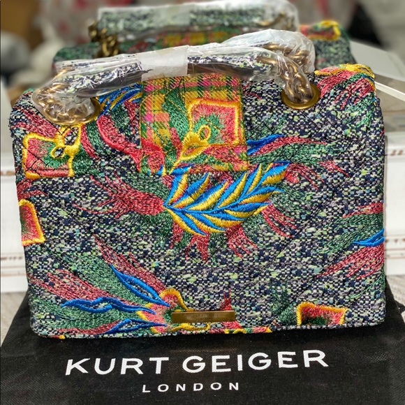 Kurt Geiger London Mayfair Embroidered Tweed Crossbody Bag - Picture 7 of 13